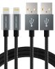 Apple MFi Certified Lightning to USB Sync and Charge Braided Fabric Cable with Aluminum Connectors - 2-Pack