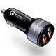 2 Port USB Car Charger w/ Qualcomm Quick Charge 3.0 - Black / Gray